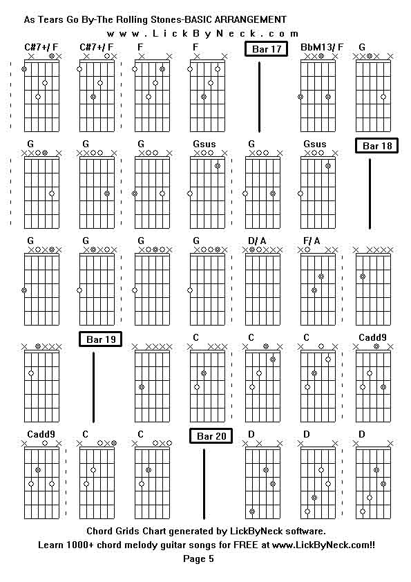 Chord Grids Chart of chord melody fingerstyle guitar song-As Tears Go By-The Rolling Stones-BASIC ARRANGEMENT,generated by LickByNeck software.